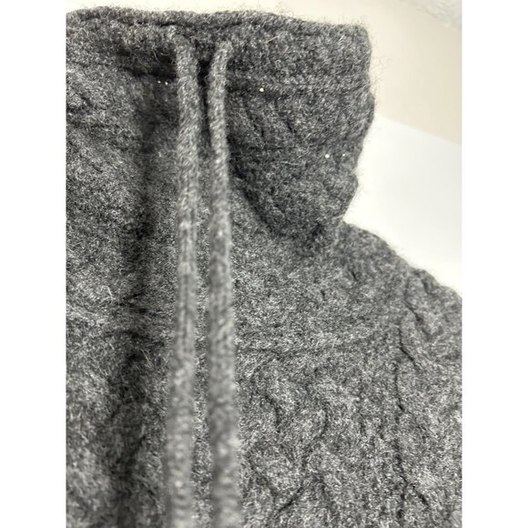 Aran Sweater Market Women's Gray Cable Knit 100%Merino Wool Turtleneck Sweater M - Picture 7 of 10